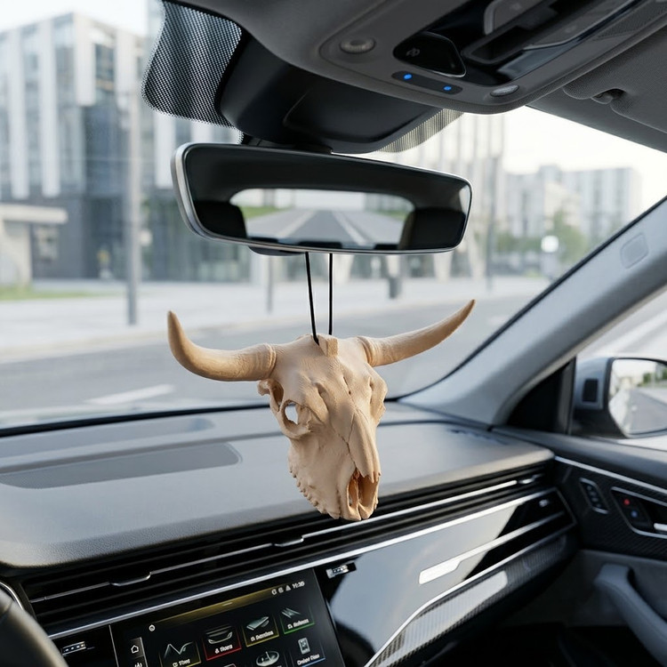 آویز آینه خودرو مدل گاو شاخدار BULL SKULL
