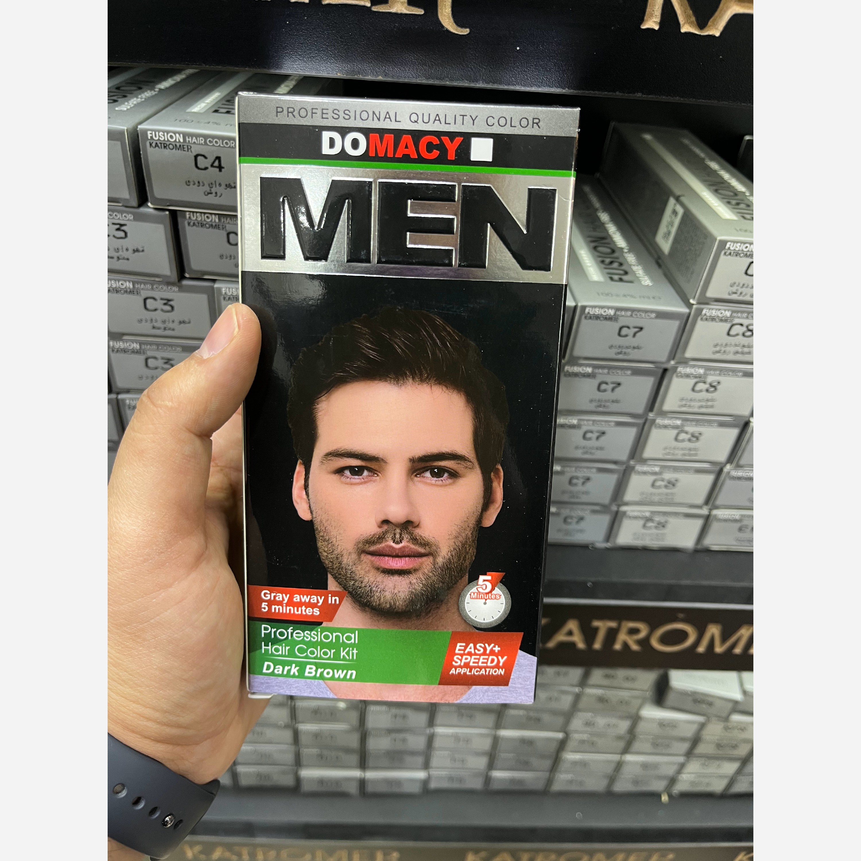 کیت رنگ مو مردانه دوماسی رنگ قهوه ای تیره dark brown