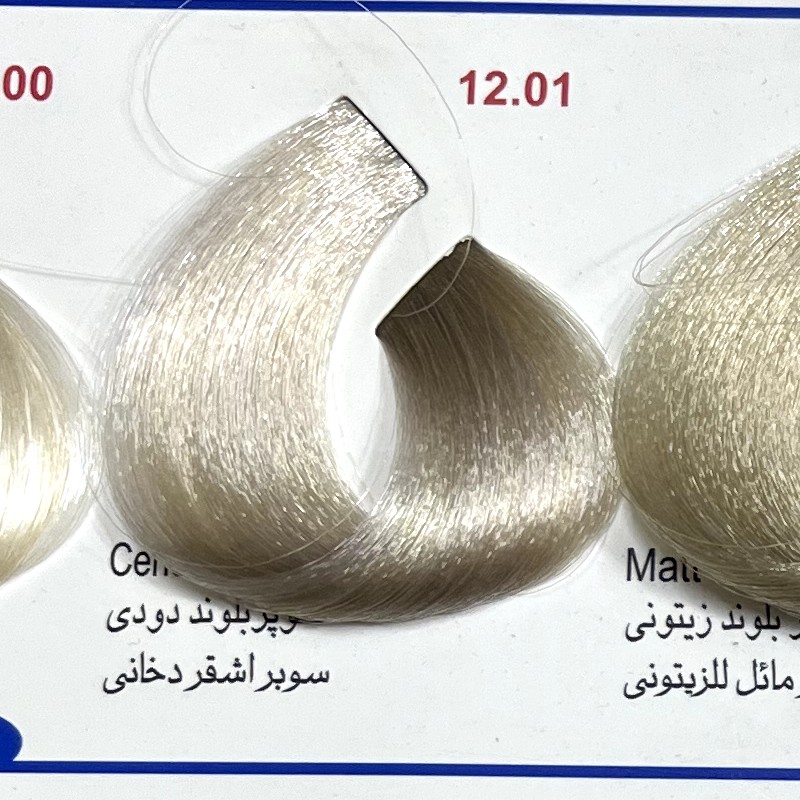 سوپر بلوند دودی 12.01 ،،رنگ مو کم آمونیاک پیلون و یک عدد اکسیدان