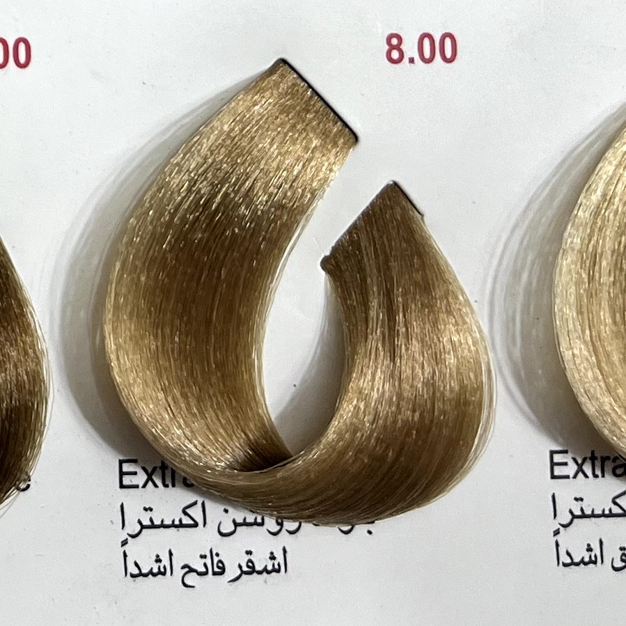 رنگ بلوند روشن اکسترا  8.00 ،رنگ مو کم آمونیاک پیلون و یک عدد اکسیدان