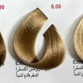 رنگ بلوند روشن اکسترا 8.00 ،رنگ مو کم آمونیاک پیلون و یک عدد اکسیدان