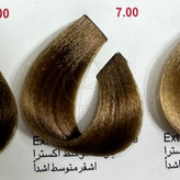 رنگ بلوند متوسط اکسترا 7.00 ،رنگ مو کم آمونیاک پیلون و یک عدد اکسیدان