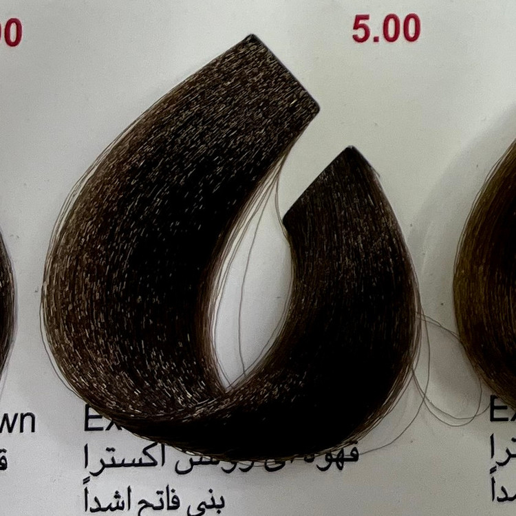 رنگ قهوه ای روشن اکسترا 5.00 ،رنگ مو کم آمونیاک پیلون و یک عدد اکسیدان
