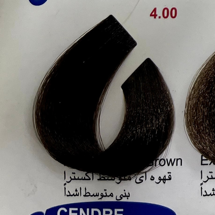 رنگ قهوه ای متوسط اکسترا 4.00 ،رنگ مو کم آمونیاک پیلون و یک عدد اکسیدان