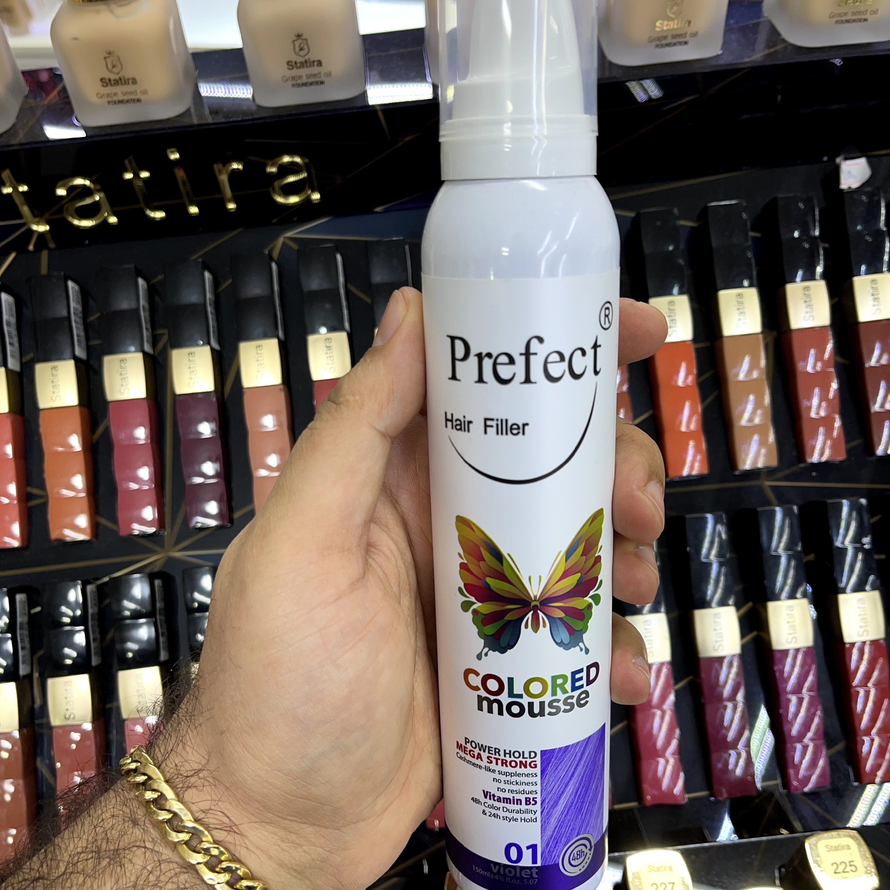 موس مو رنگی فانتزی بنفش پرفکت شماره 01 Prefect HairFiller Colored mousse 150ml