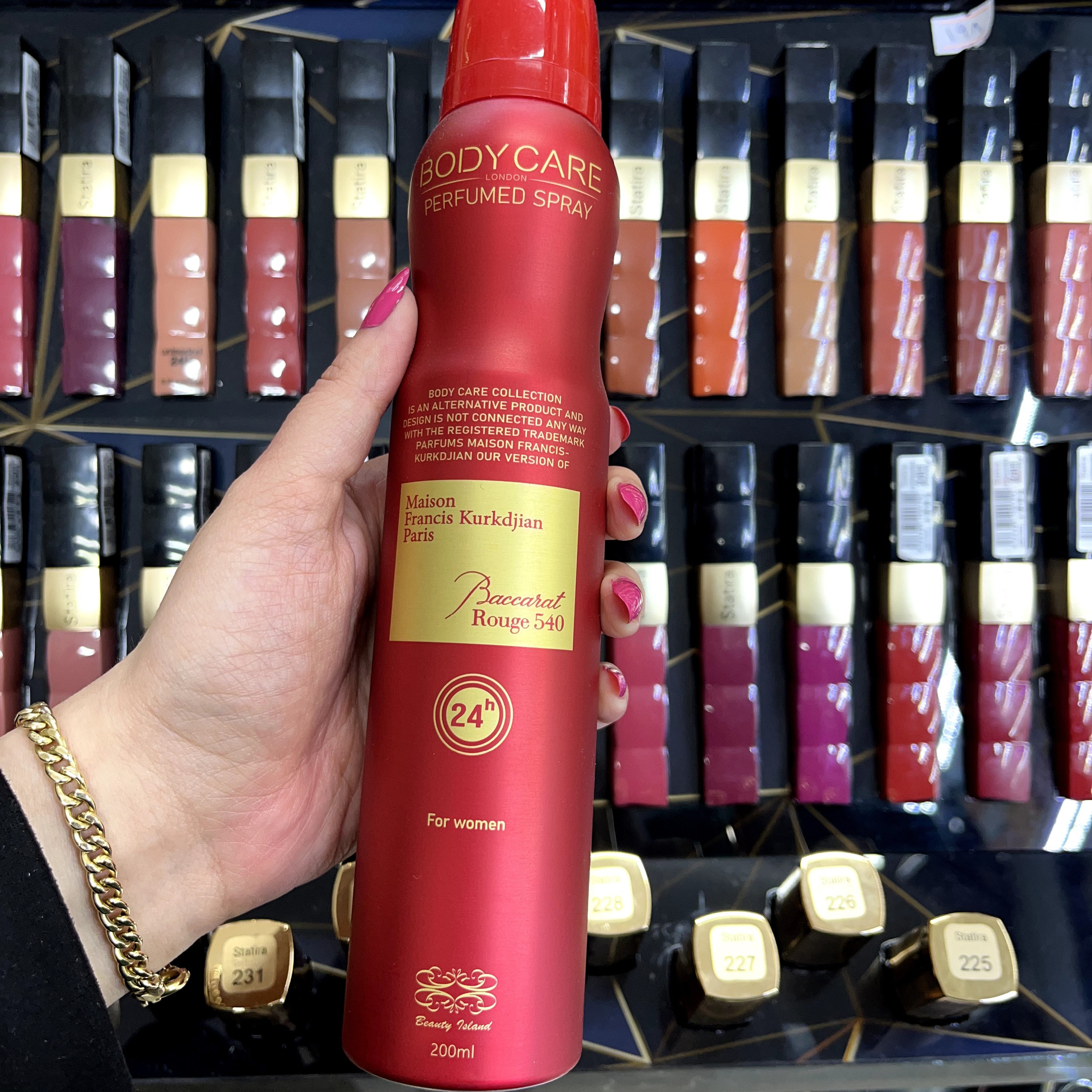 اسپری بدن باکارات رژ بادی کر(Body Care Baccarat Rouge)-حجم 200میل رایحه گرم و شرقی