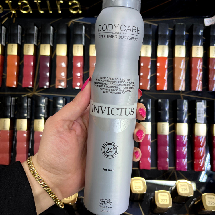اسپری بدن رایحه اینوکتوس بادی کر مردانه Body Care Invictus For Men رایحه خنک حجم 200 میلی لیتر