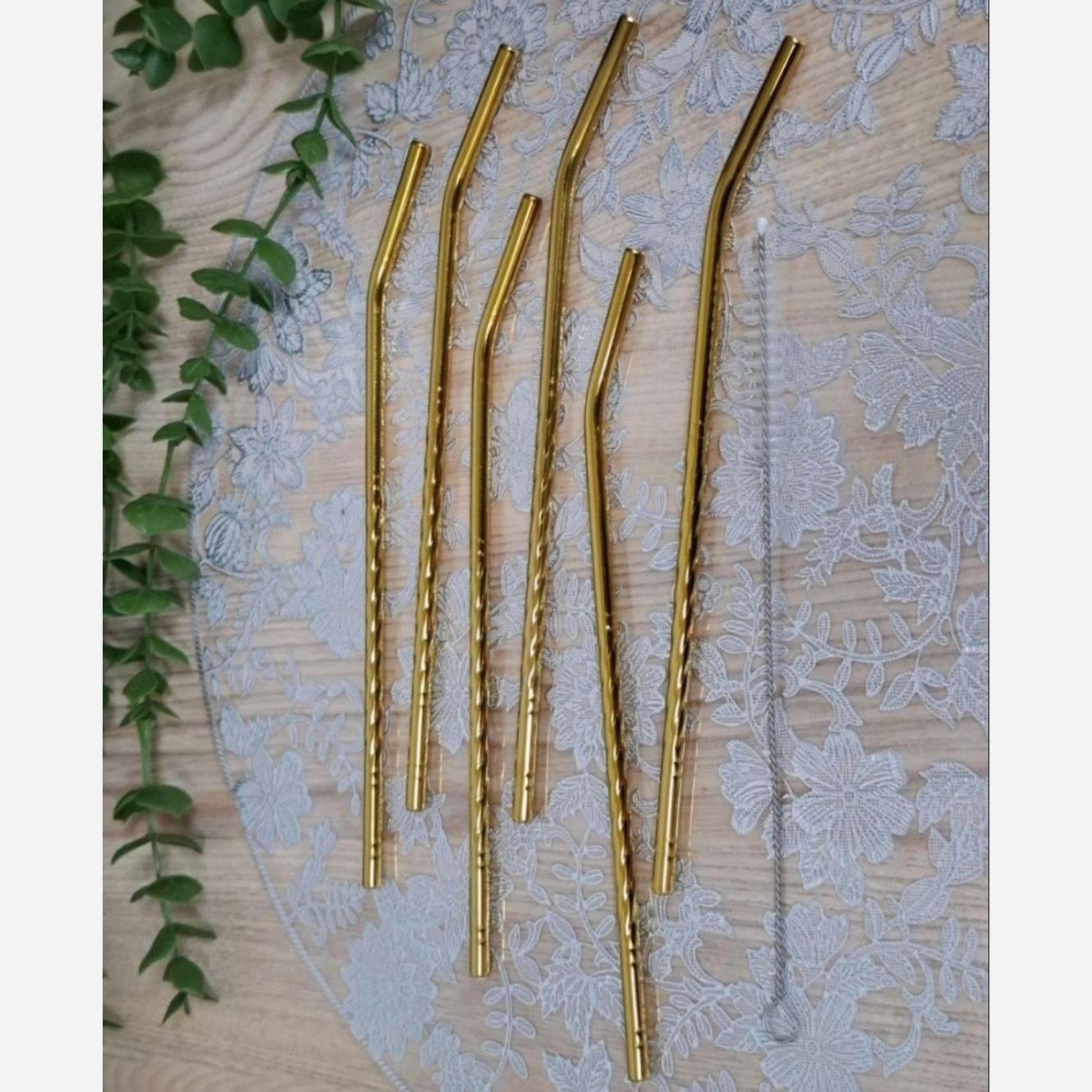 نی شربت پیچ فرچه دار طلایی P406