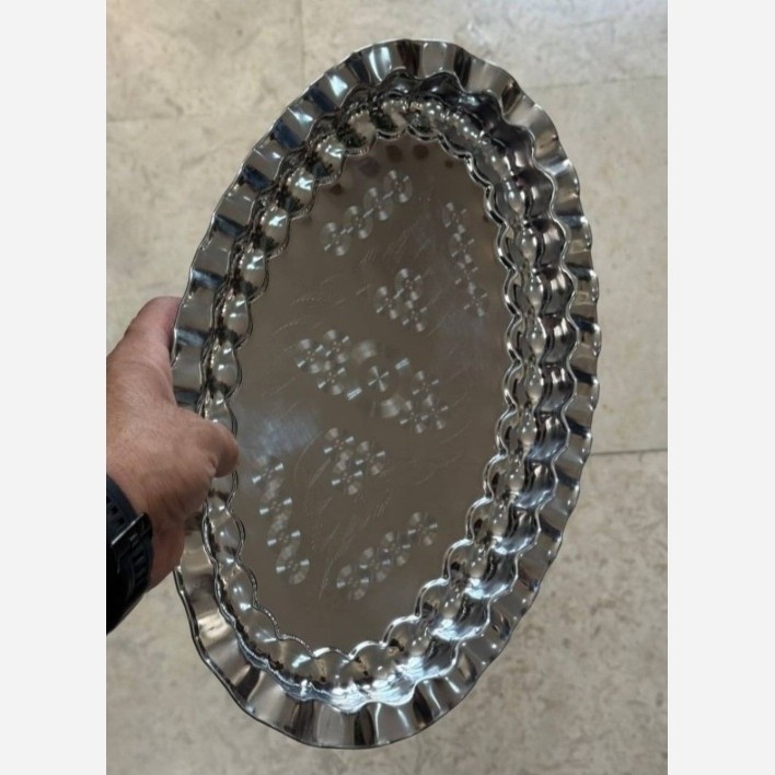 سینی (دیس) استیل بیضی 31 سانتیمتری (پذیرایی)