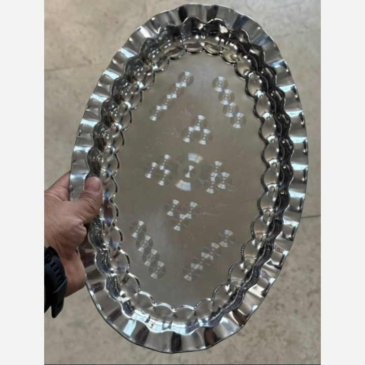 سینی (دیس) استیل بیضی 36 سانتیمتری (پذیرایی)