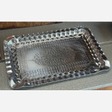سینی استیل مستطیل طرح مس 36 در 23 (دیس کوچک پذیرایی)