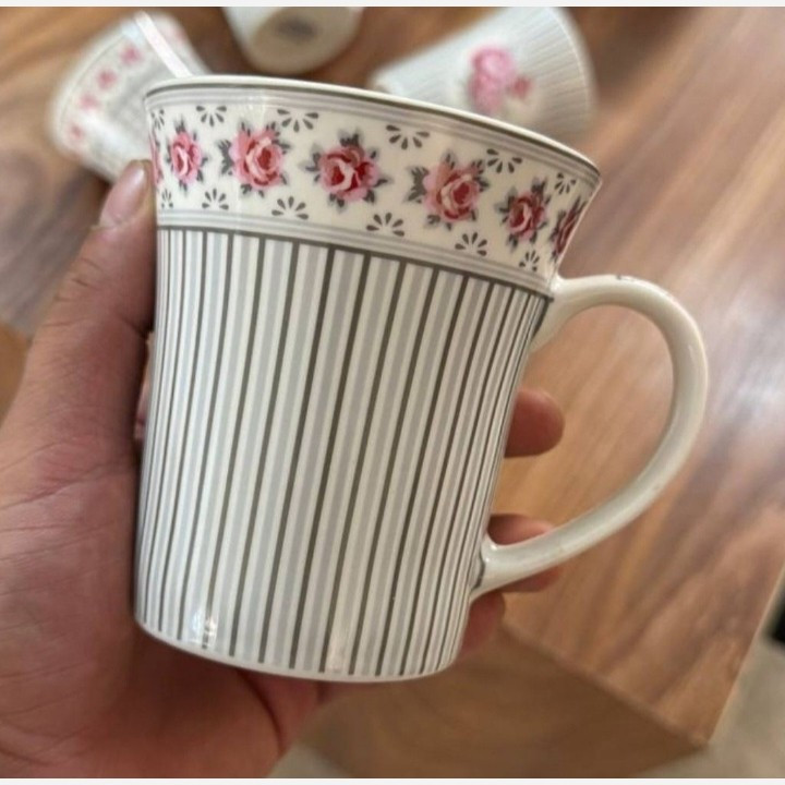 لیوان تک گلدار سرامیکی