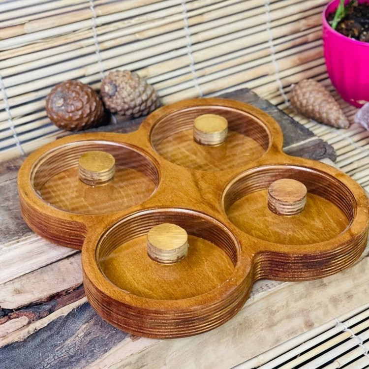 درب تلقی (کاور) چهارخونه گرد چوبی 24 در 24 سانتی