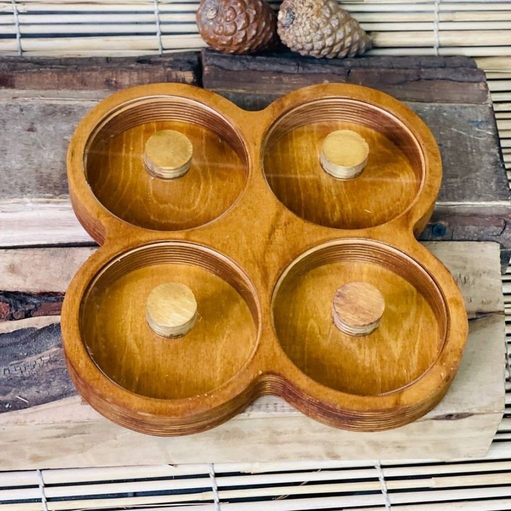 درب تلقی (کاور) چهارخونه گرد چوبی 24 در 24 سانتی