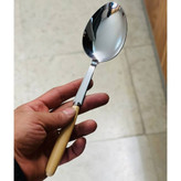 قاشق مرغ (کفگیر) استیل با دسته چوبی بامبو L44