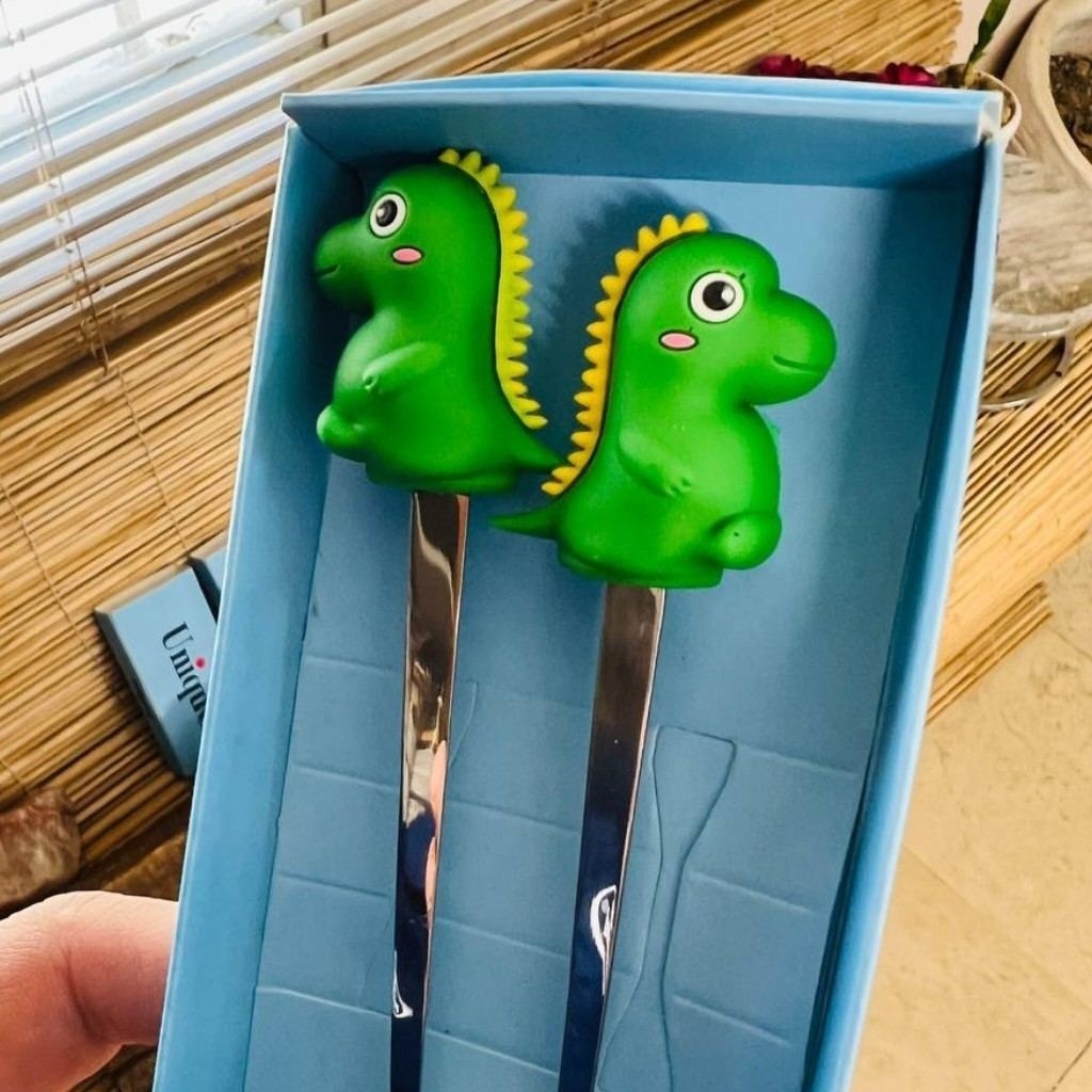 ست قاشق چنگال نوزاد سر سیلیکونی یونیک