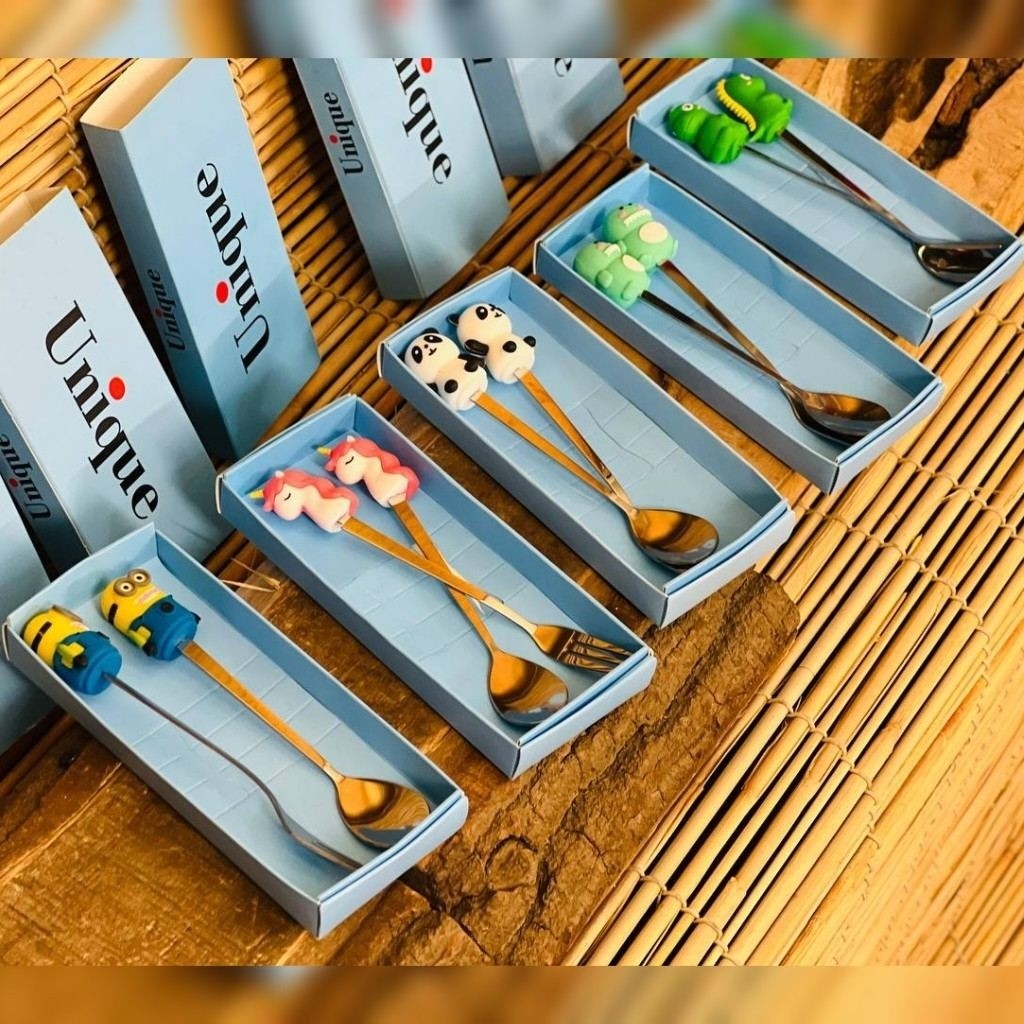 ست قاشق چنگال نوزاد سر سیلیکونی یونیک