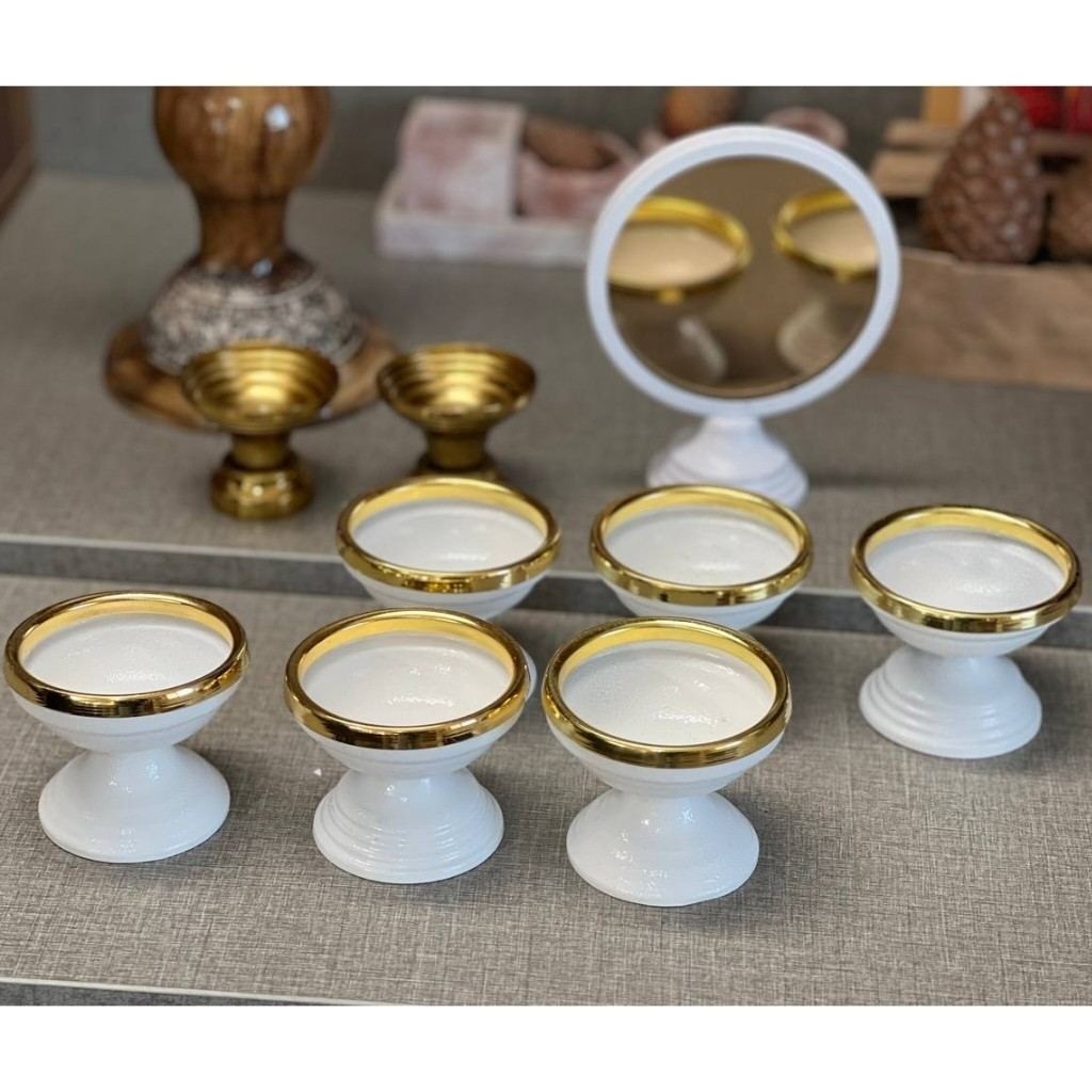 هفت سین فلزی (ست سفره) همراه آینه و جاشمعی رنگی