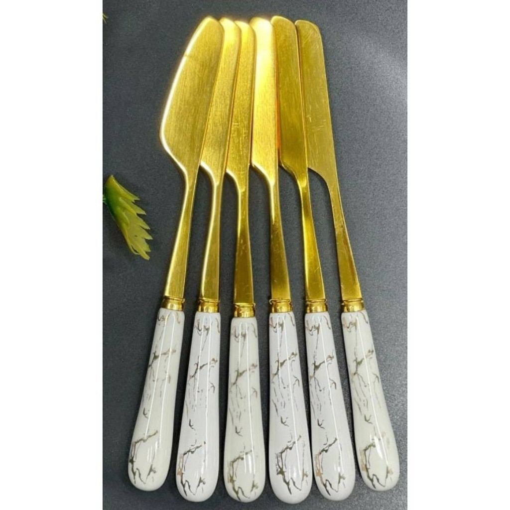 کارد صبحانه خوری 6 عددی (چاقو) طرح ماربل سرامیک استیل