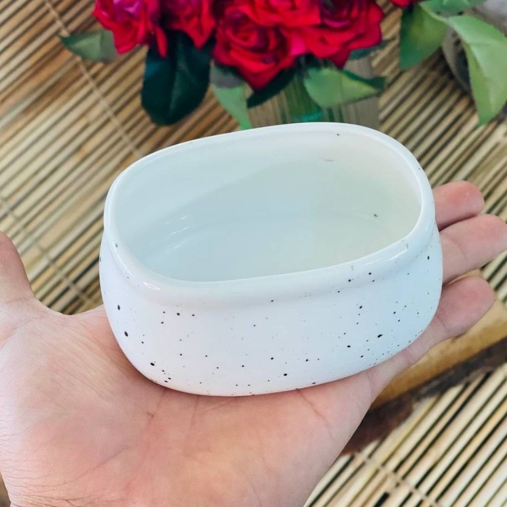 پیاله گود چینی (کاسه ماست خوری) طرح گرانیت تک رنگ 10*7