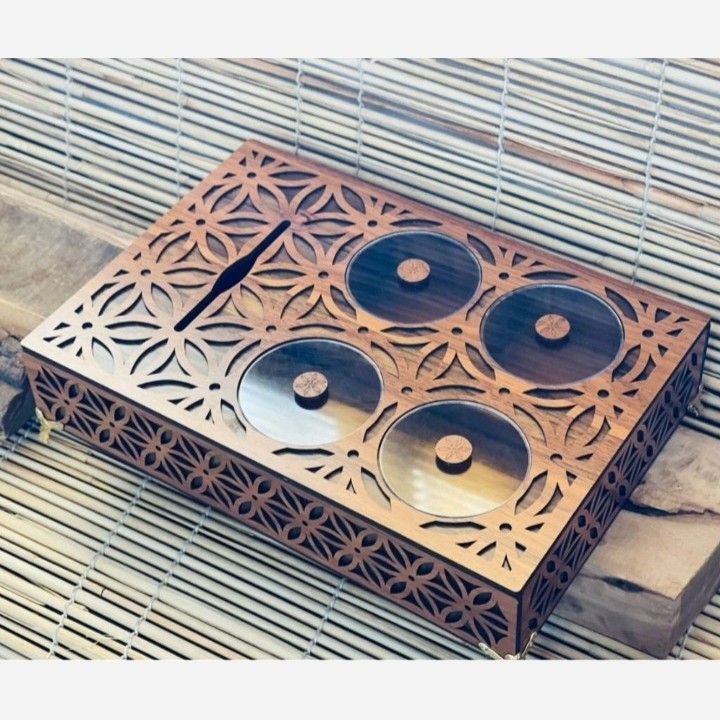 جا دستمال کاغذی (باکس پذیرایی) و اردوخوری چوبی سم سام