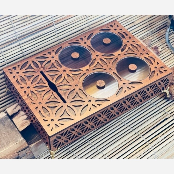 جا دستمال کاغذی (باکس پذیرایی) و اردوخوری چوبی سم سام