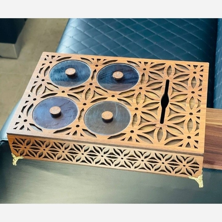 جا دستمال کاغذی (باکس پذیرایی) و اردوخوری چوبی سم سام