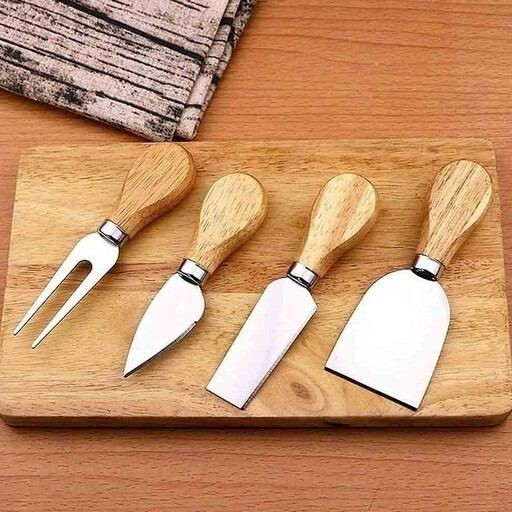 ست کارد چنگال 4 عددی صبحانه خوری دسته بامبو استیل