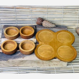 پیاله چوبی 4 عددی (کاسه آجیل خوری) گرد طرح لونه زنبوری